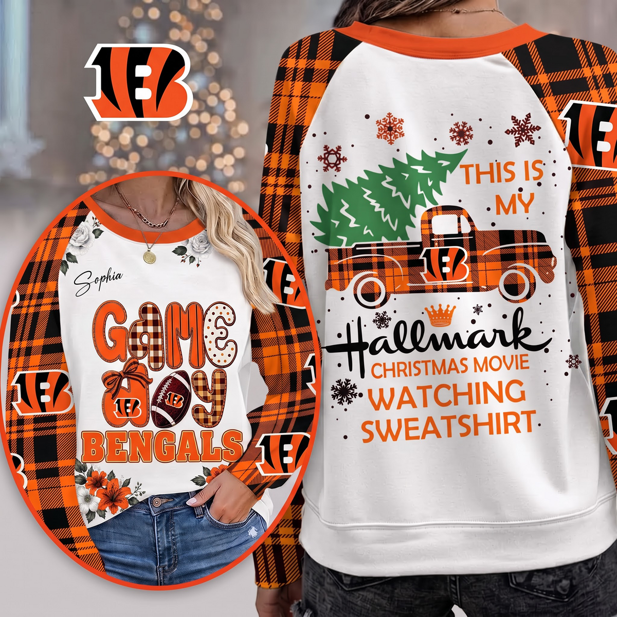 PREMIUM NFL x CIN EXCLUSIVE PERSONALIZED Cozy Round Neck Raglan Sleeve Sweatshirt
