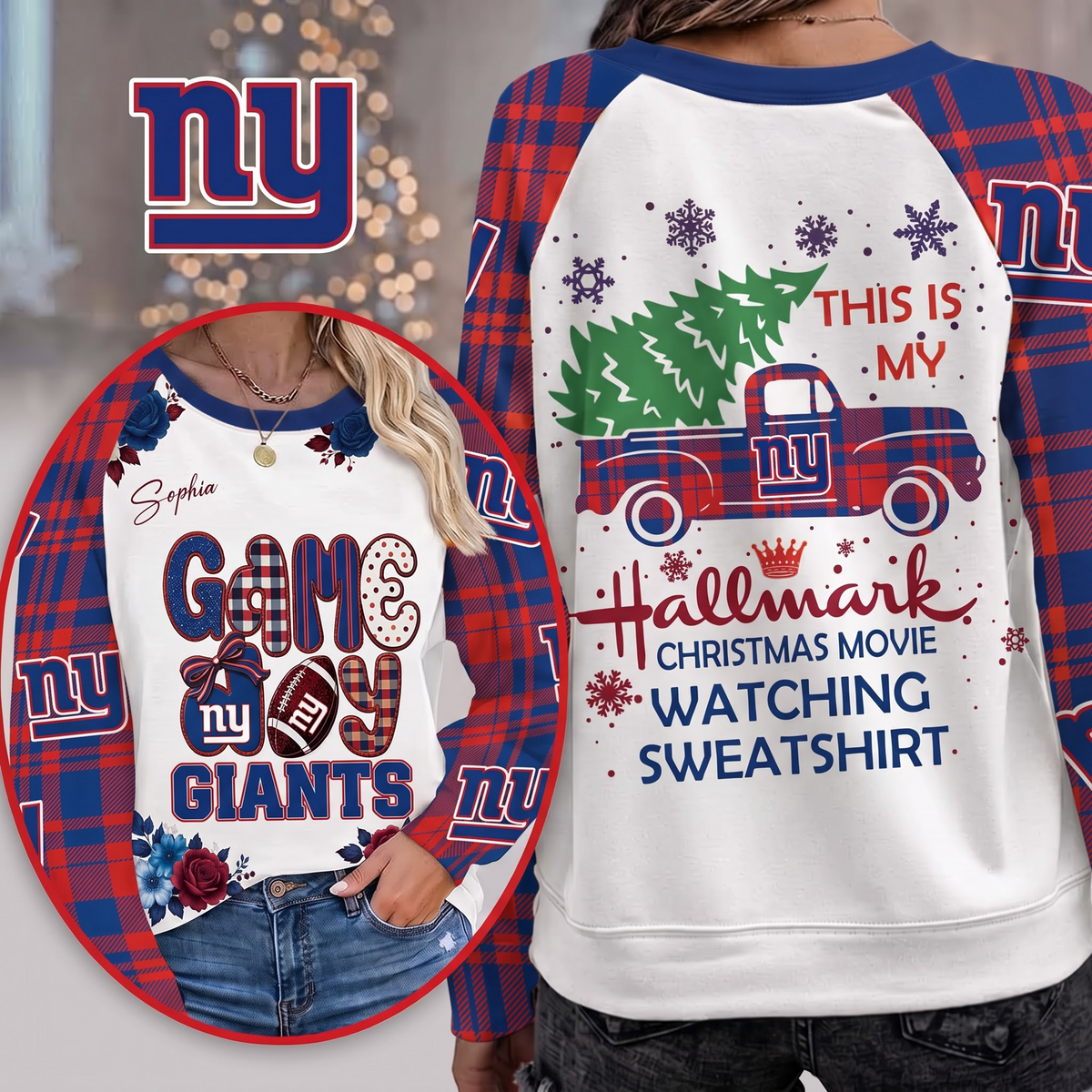 PREMIUM NFL x NYG EXCLUSIVE PERSONALIZED Cozy Round Neck Raglan Sleeve Sweatshirt