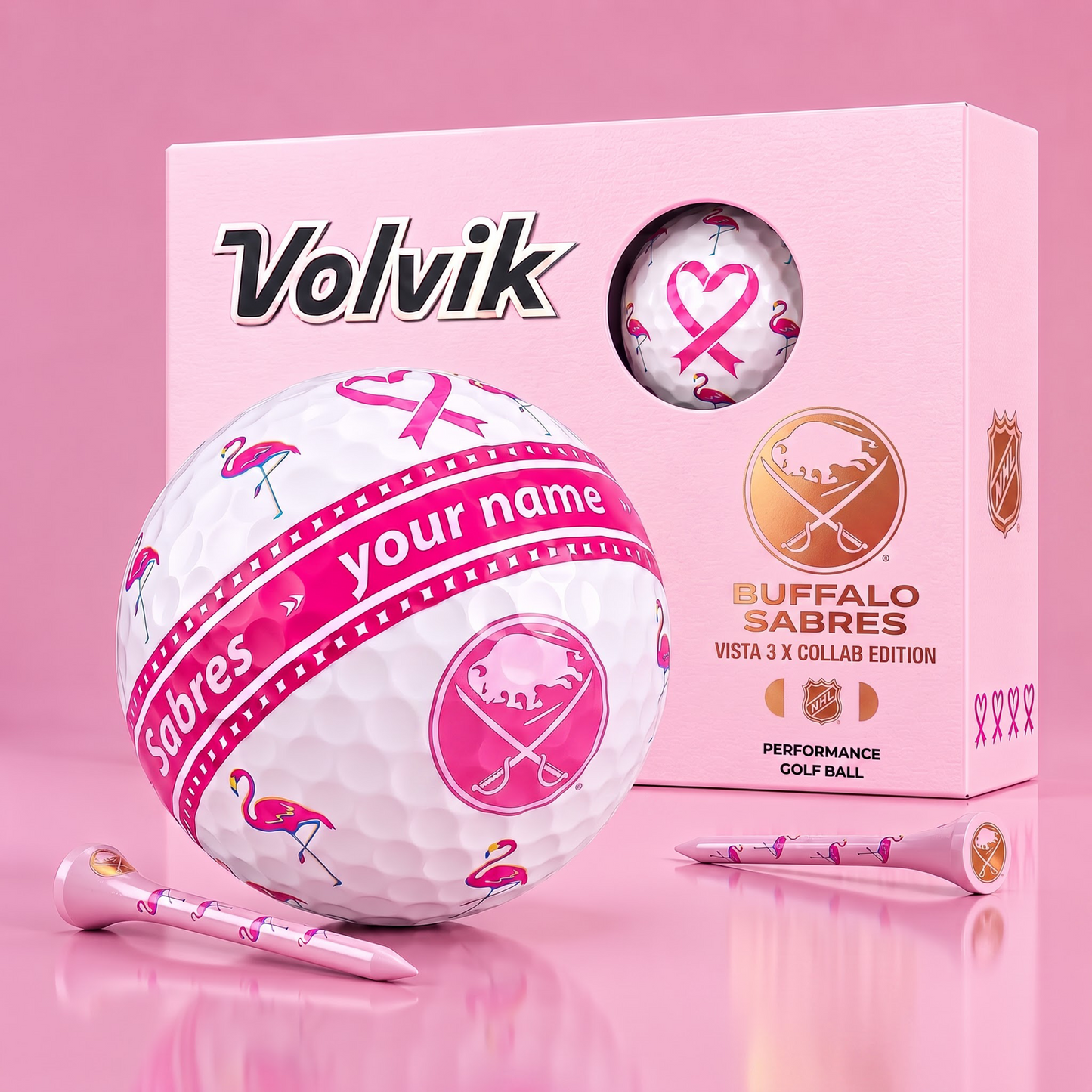PREMIUM NHL X BS EXCLUSIVE PERSONALIZED VOLVIK BREAST CANCER GOLF BALL SET LIMITED EDTION