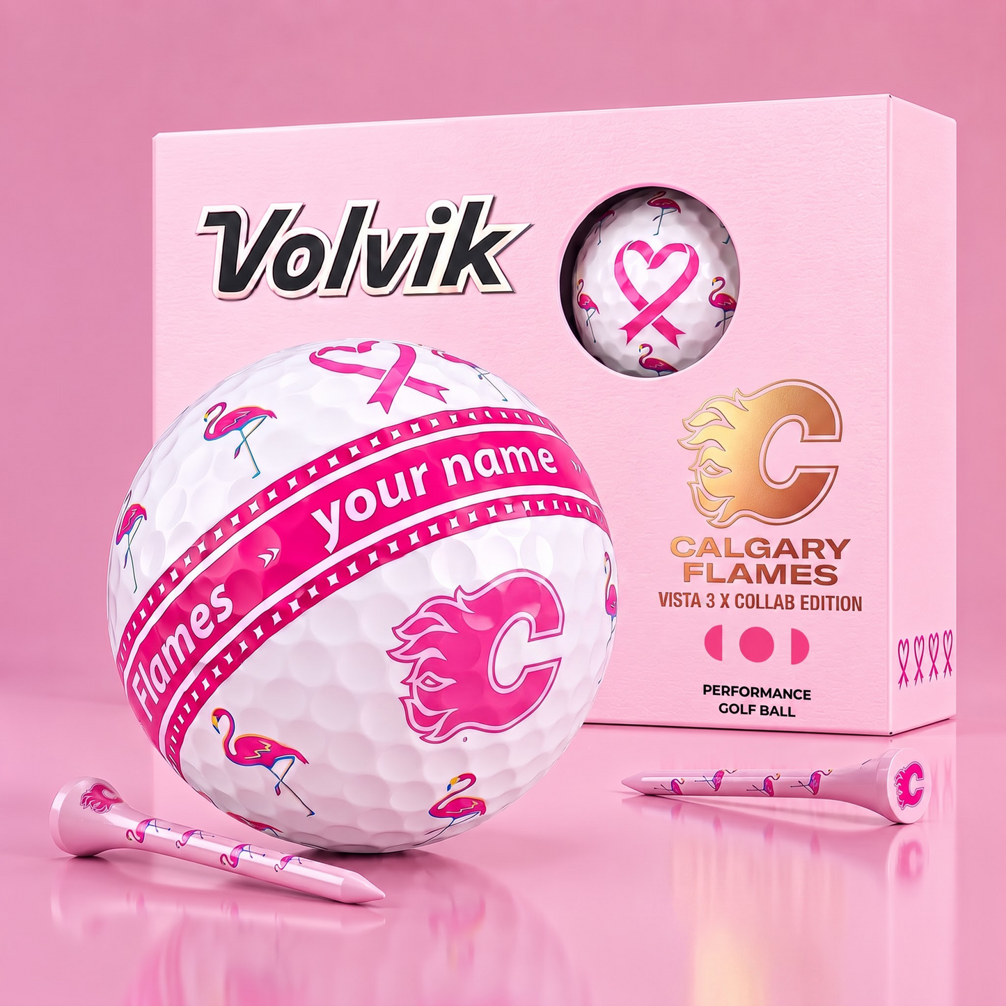 PREMIUM NHL X CF EXCLUSIVE PERSONALIZED VOLVIK BREAST CANCER GOLF BALL SET LIMITED EDTION