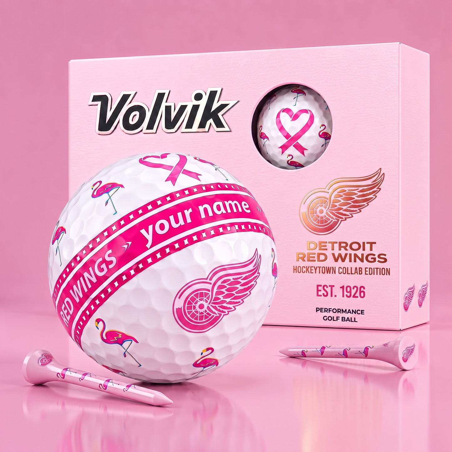 PREMIUM NHL X DRW EXCLUSIVE PERSONALIZED VOLVIK BREAST CANCER GOLF BALL SET LIMITED EDTION