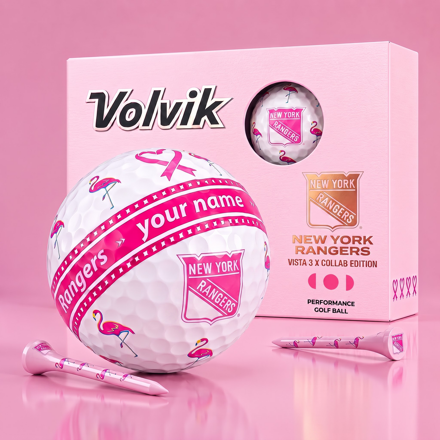 PREMIUM NHL X NYR EXCLUSIVE PERSONALIZED VOLVIK BREAST CANCER GOLF BALL SET LIMITED EDTION