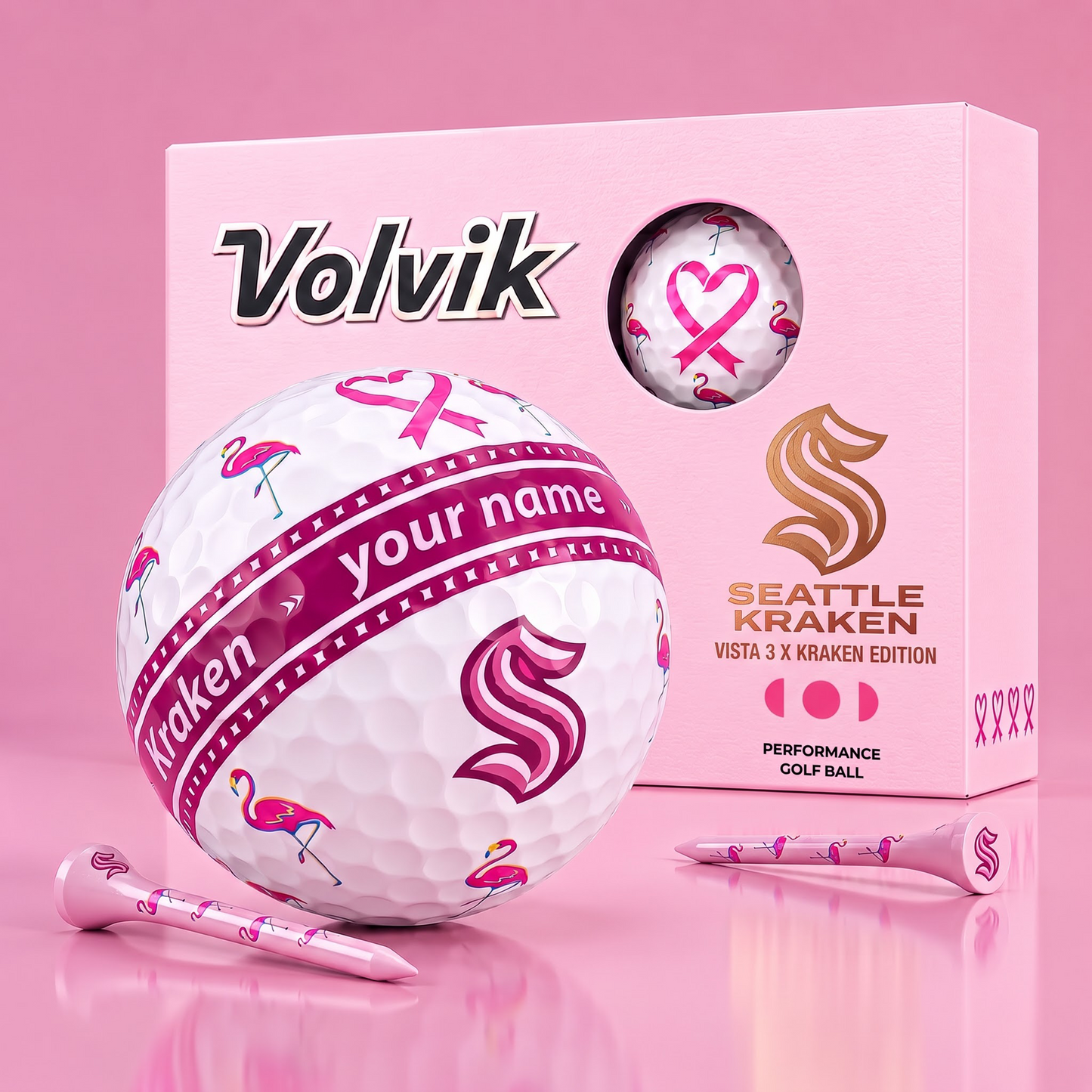 PREMIUM NHL X SK EXCLUSIVE PERSONALIZED VOLVIK BREAST CANCER GOLF BALL SET LIMITED EDTION