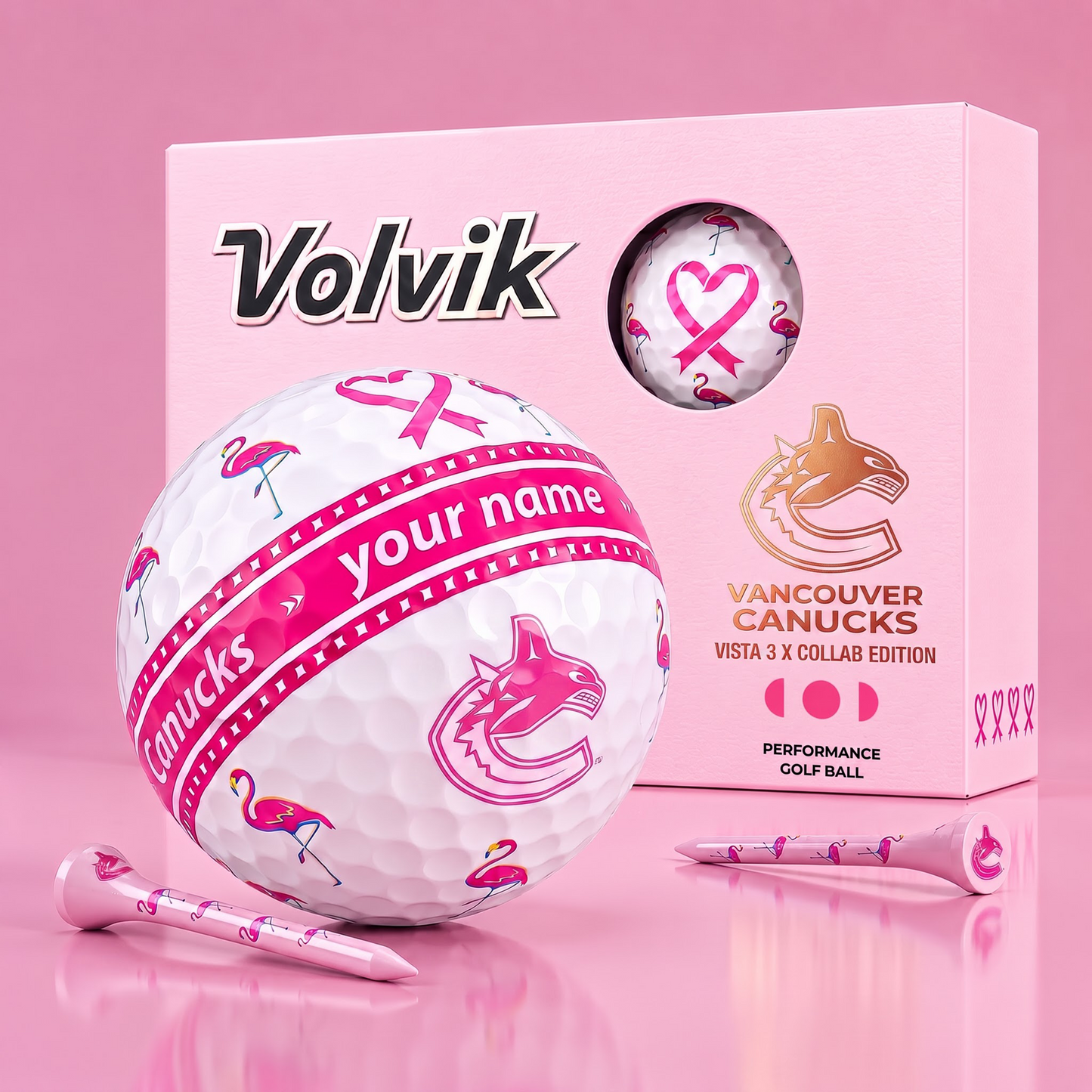 PREMIUM NHL X VC EXCLUSIVE PERSONALIZED VOLVIK BREAST CANCER GOLF BALL SET LIMITED EDTION