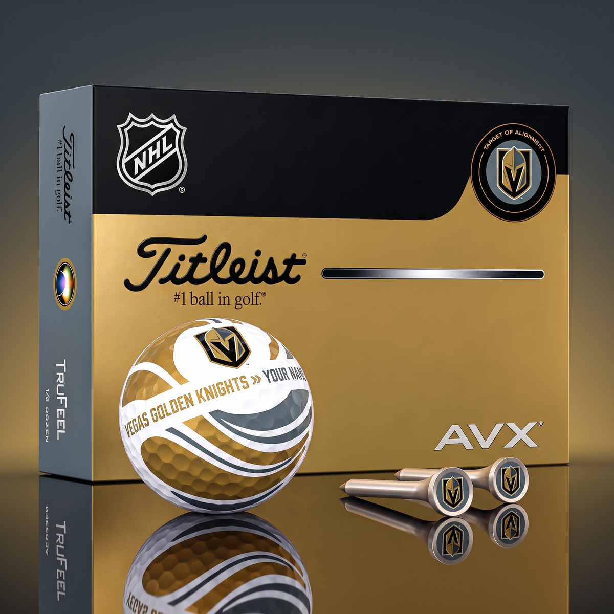 PREMIUM NHL X VGK EXCLUSIVE TOURNAMENT PERSONALIZED GOLF BALL V6 COLLECTION