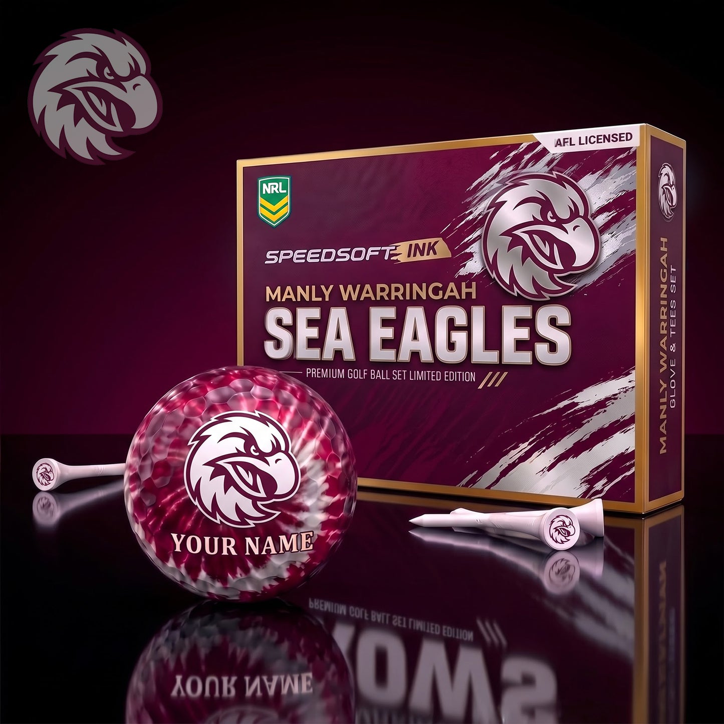 PREMIUM NRL X MWSE Glam-Lux PERSONALIZED TIE-Dye GOLF BALL SET LIMITED EDTION