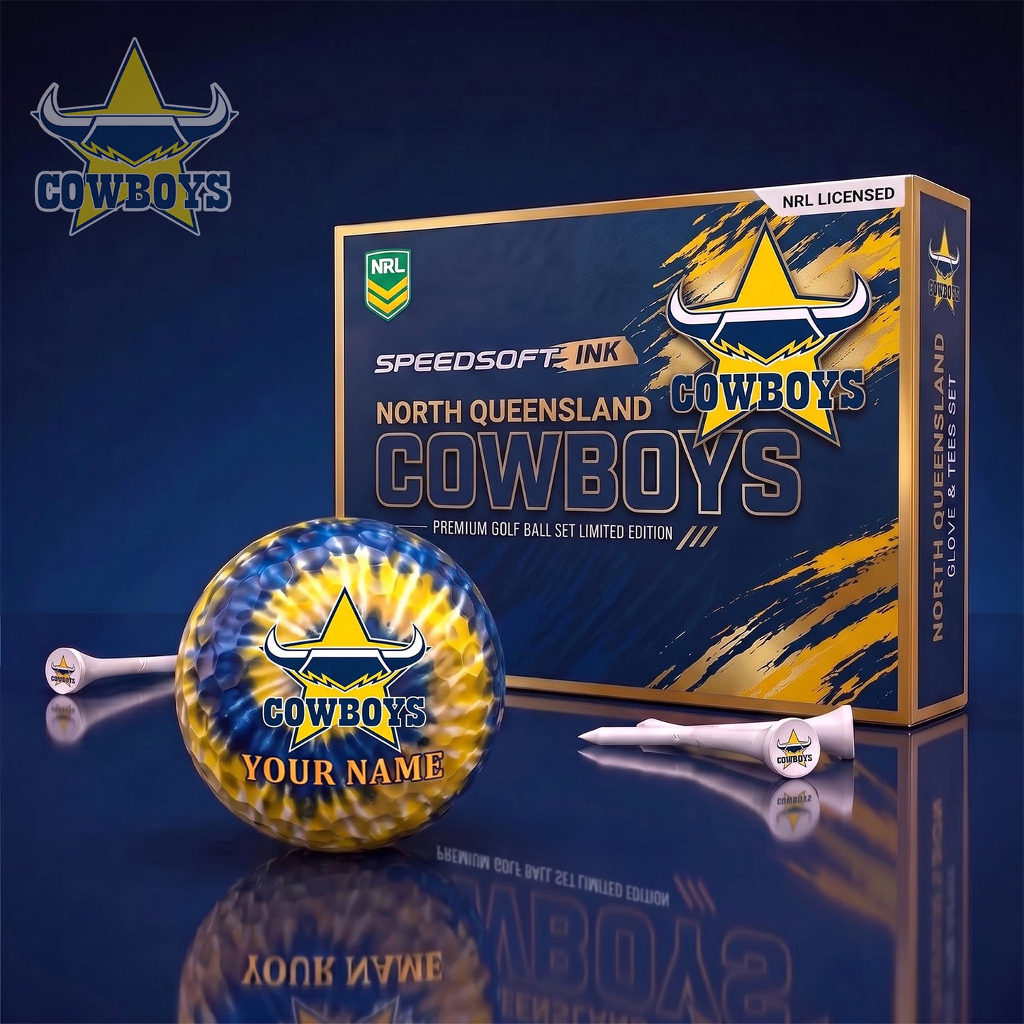 PREMIUM NRL X NQC Glam-Lux PERSONALIZED TIE-Dye GOLF BALL SET LIMITED EDTION