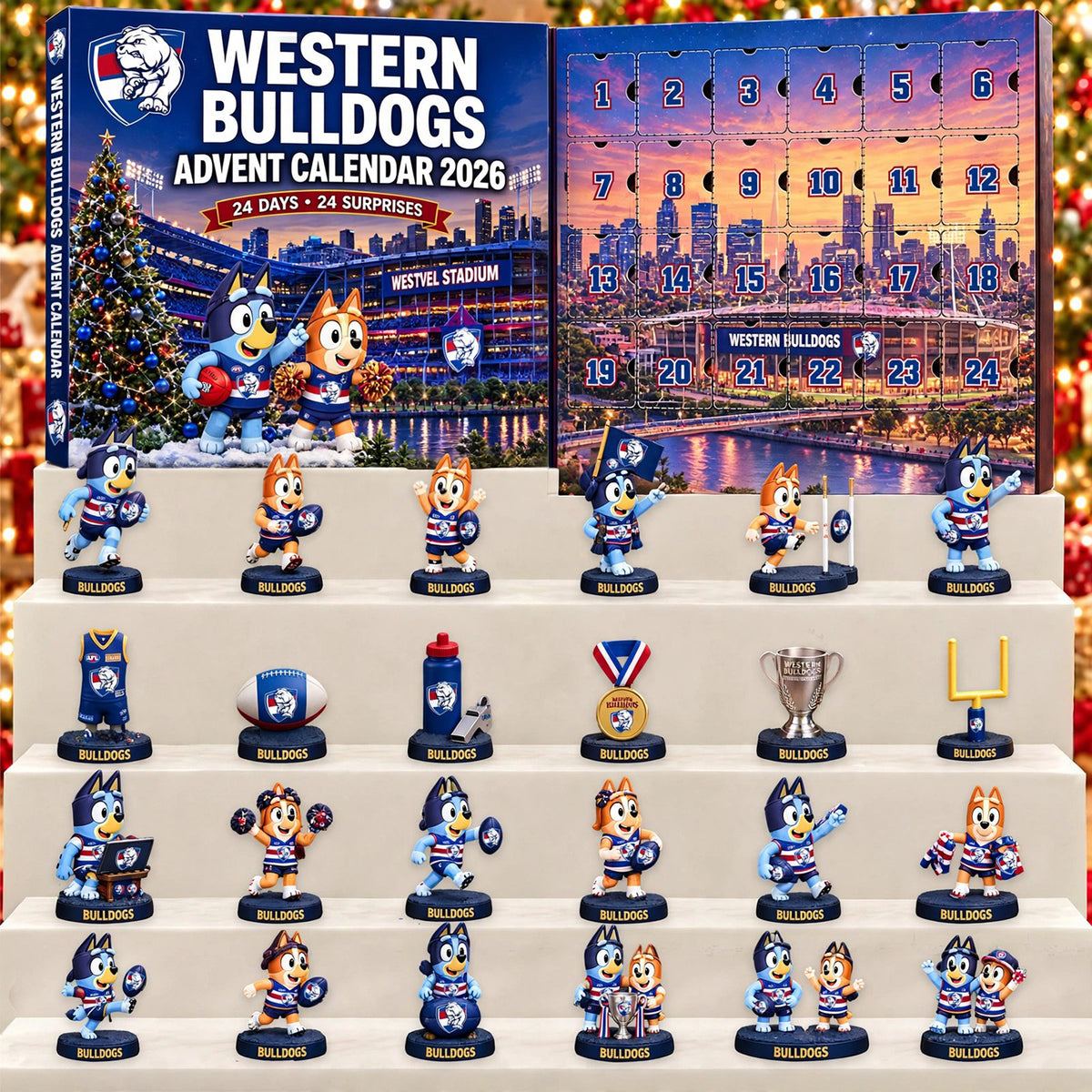 PREMIUM AFL X WB EXCLUSIVE PERSONALIZED JOURNEY BLUEY & BINGO 24 Days Of FOOTY Advent Calendar Gift For Fan Limited Edition NDT NHM 031026