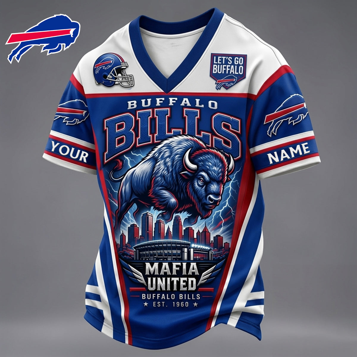 PREMIUM NFL X BUF EXCLUSIVE PERSONALIZED V-NECK TSHIRT LIMITED EDITION