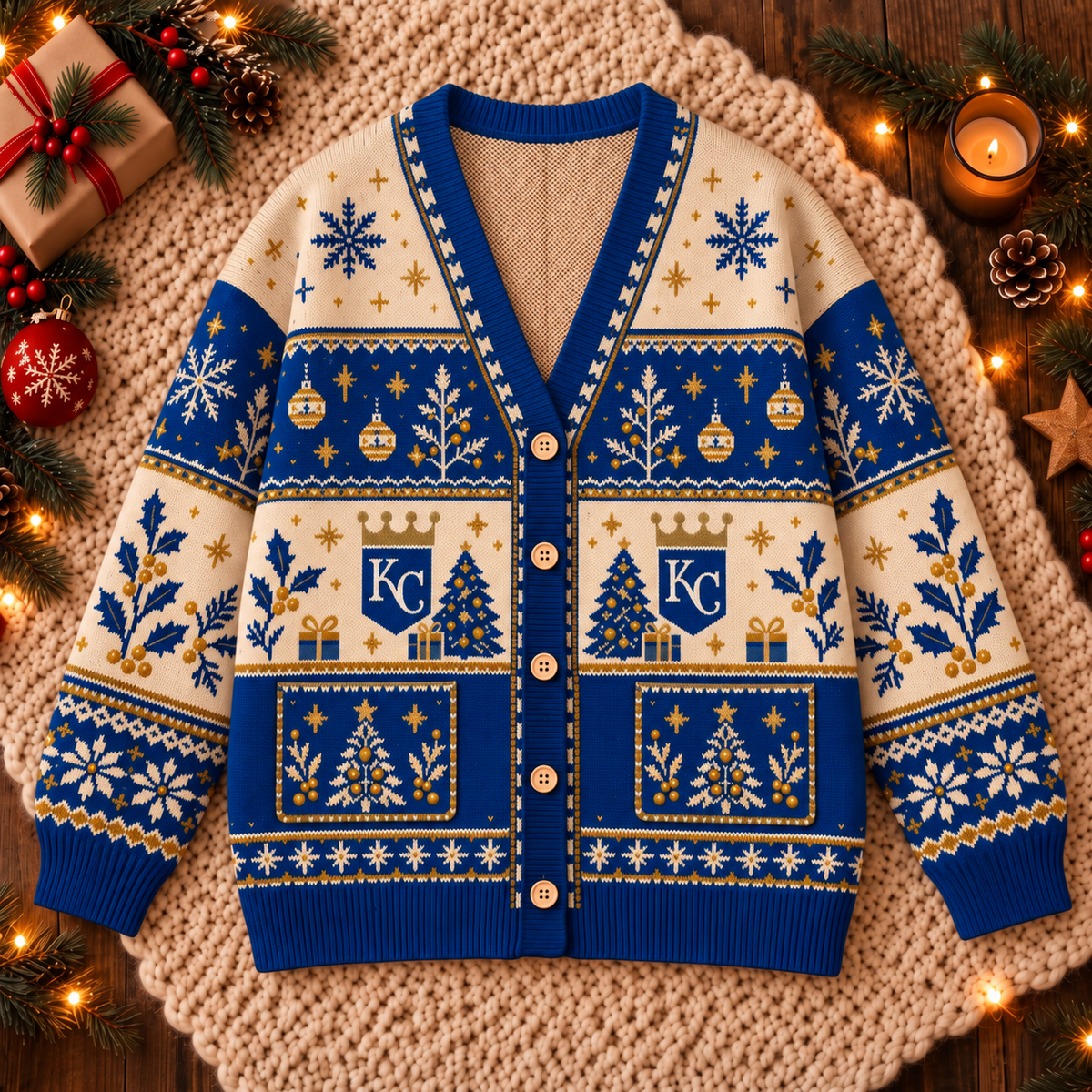 Premium Christmas MLB x KC Knitted Cardigan