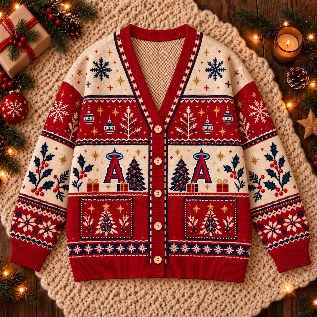Premium Christmas MLB x LAA Knitted Cardigan