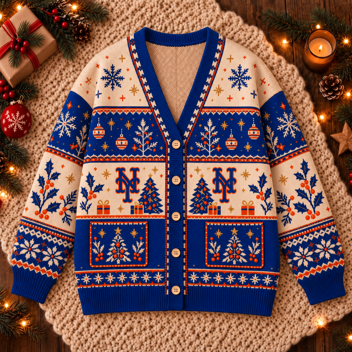 Premium Christmas MLB x NYM Knitted Cardigan
