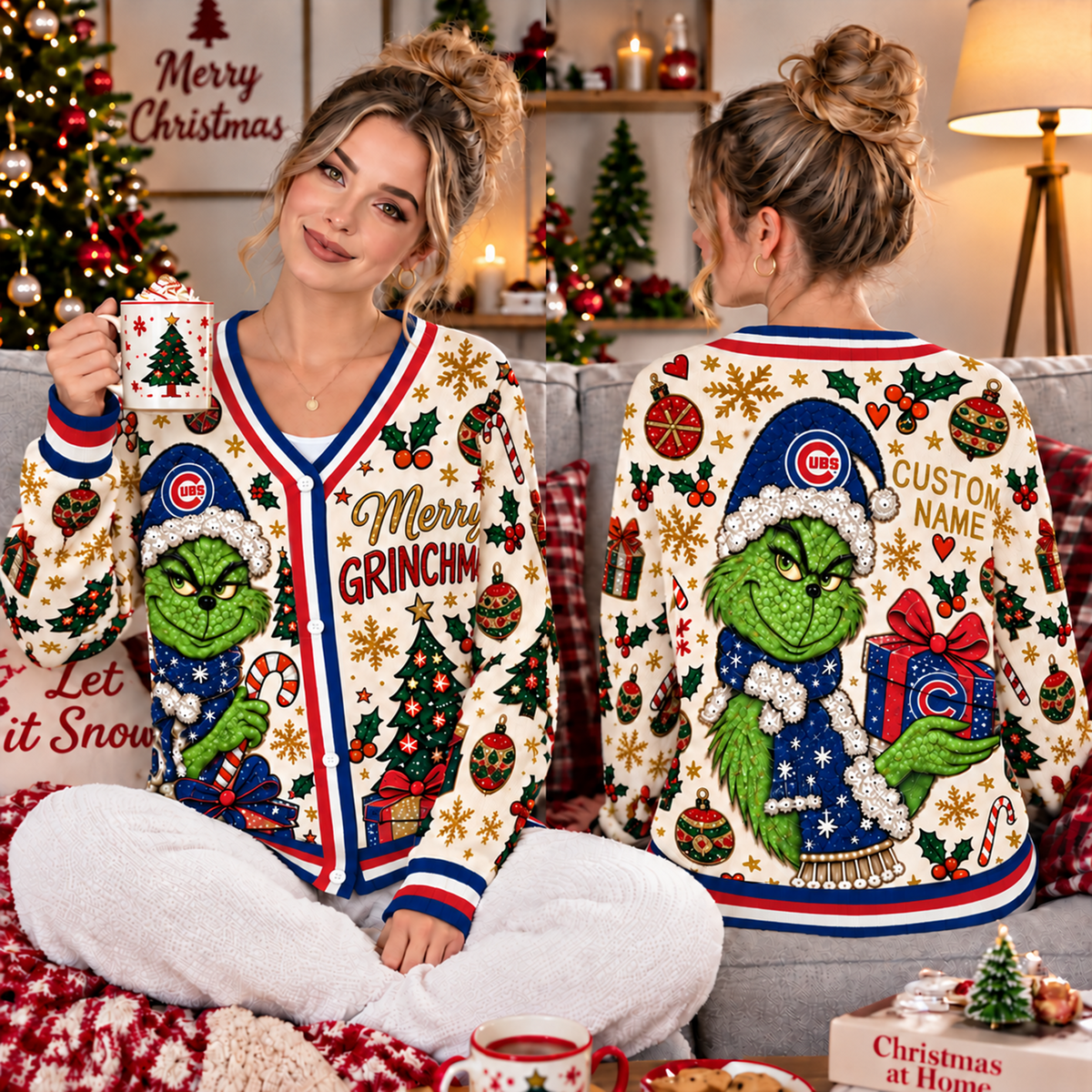 Premium MLB x CHI Grinch Cardigal Sweater