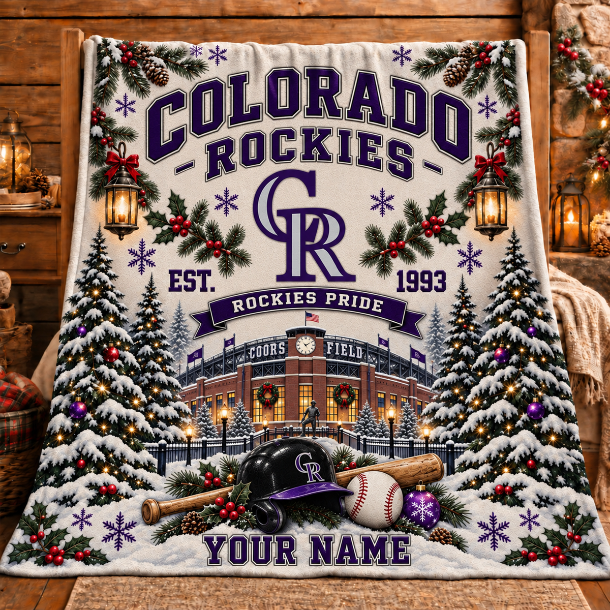 Premium MLB x COL Pride Personalized Name Blanket