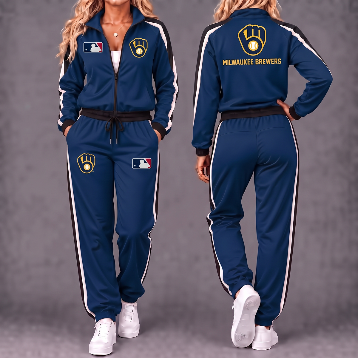 Premium MLB x MIL Game Day Waterproof Windbreaker Zip-Up Tracksuit Set