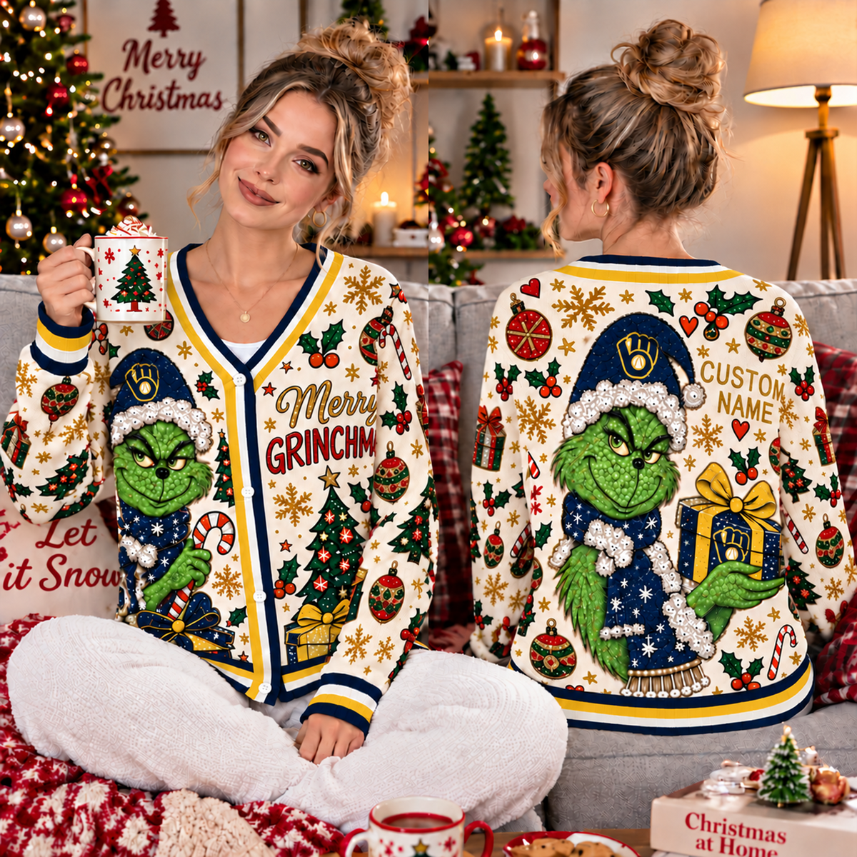 Premium MLB x MIL Grinch Cardigal Sweater
