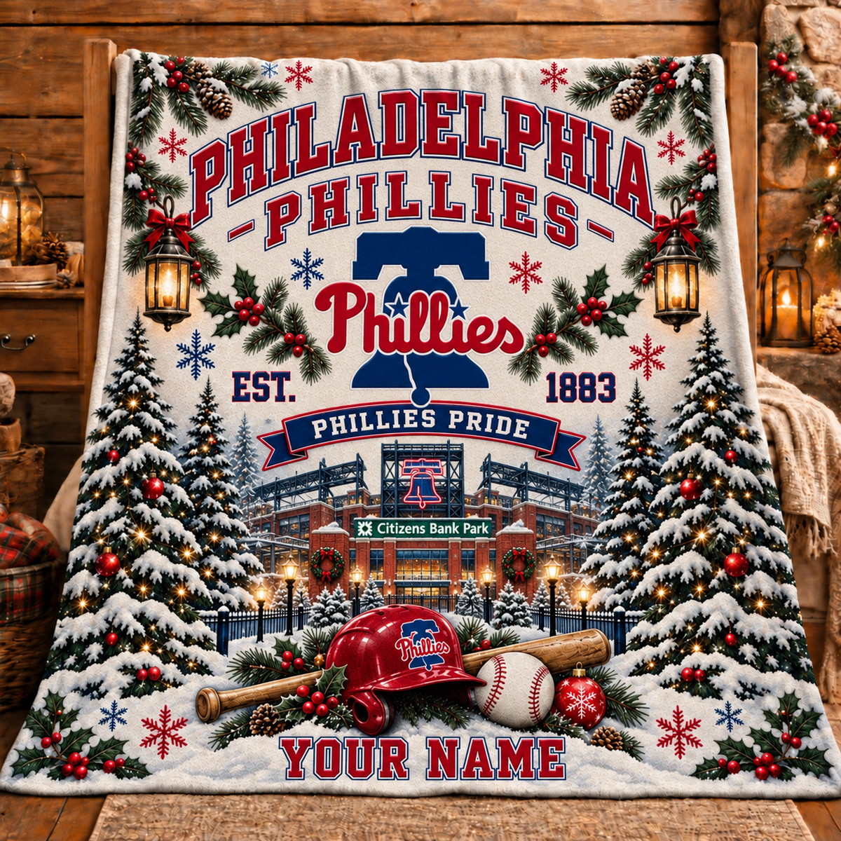 Premium MLB x PHI Pride Personalized Name Blanket
