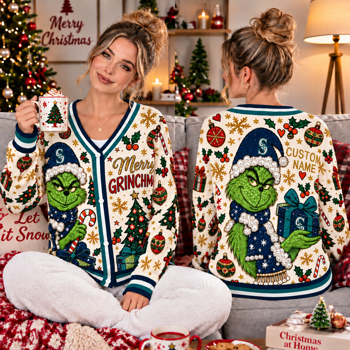 Premium MLB x SEA Grinch Cardigal Sweater