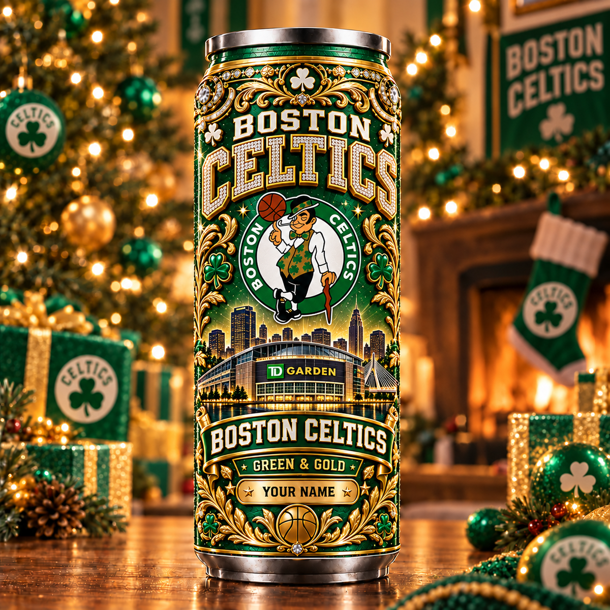Premium NBA x BOS Personalized Name Can Tumbler