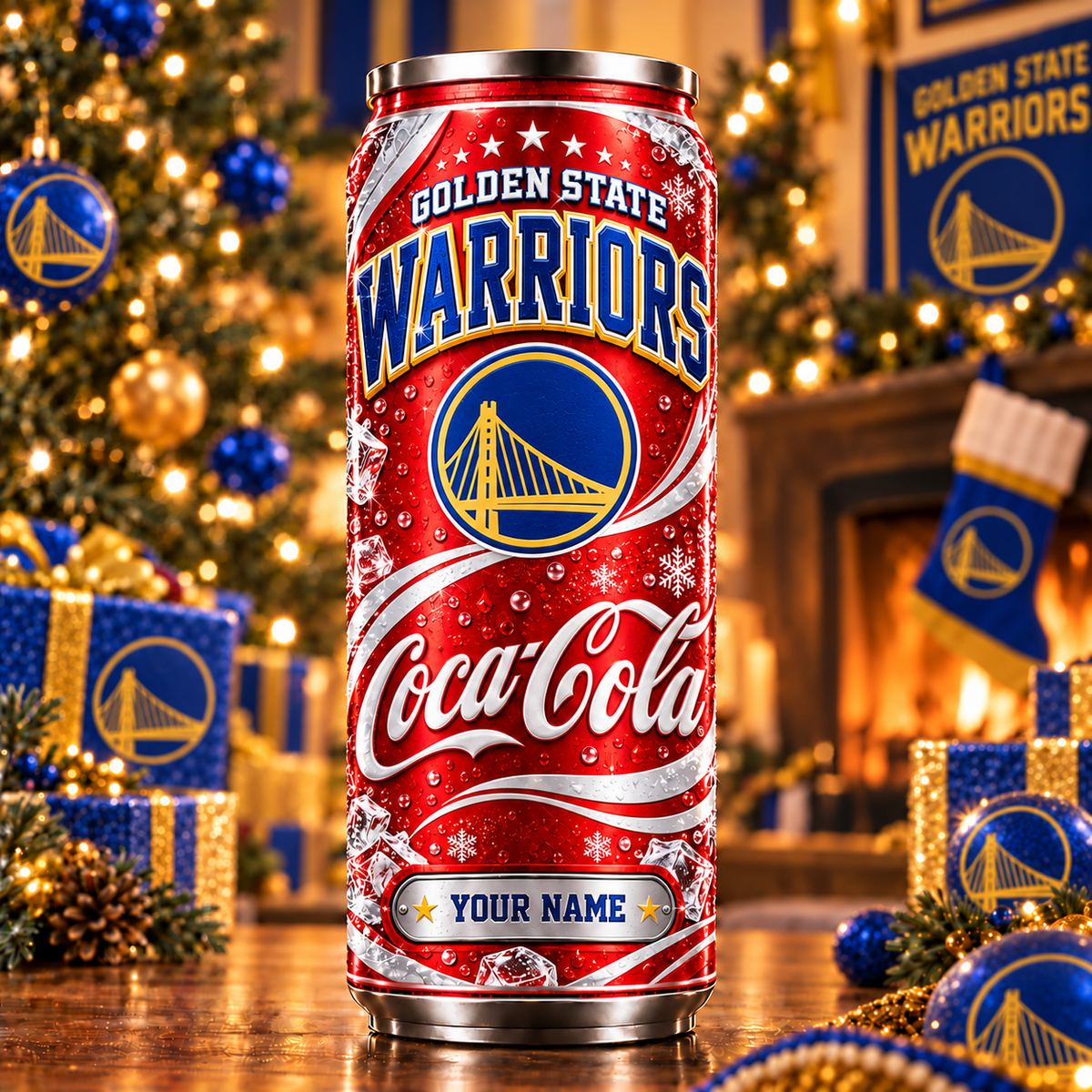 Premium NBA x GSW Personalized Name Can Tumbler