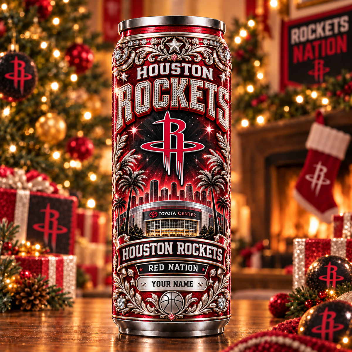 Premium NBA x HOU Personalized Name Can Tumbler