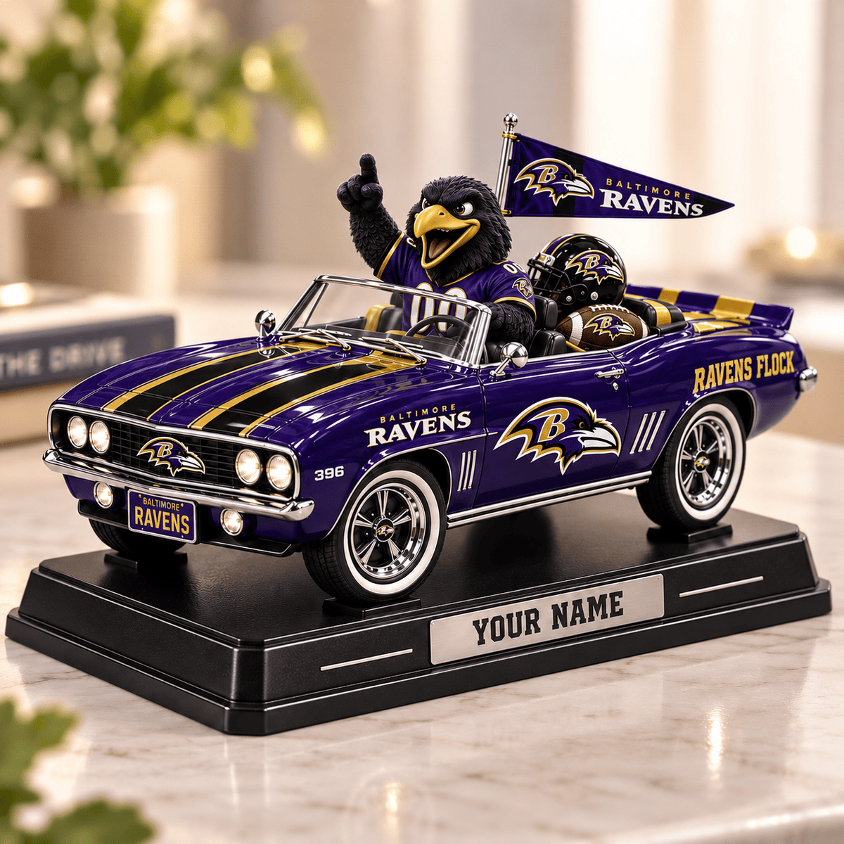 Premium NFL x BAL Car Personalized Name Acrylic Block Plaque
