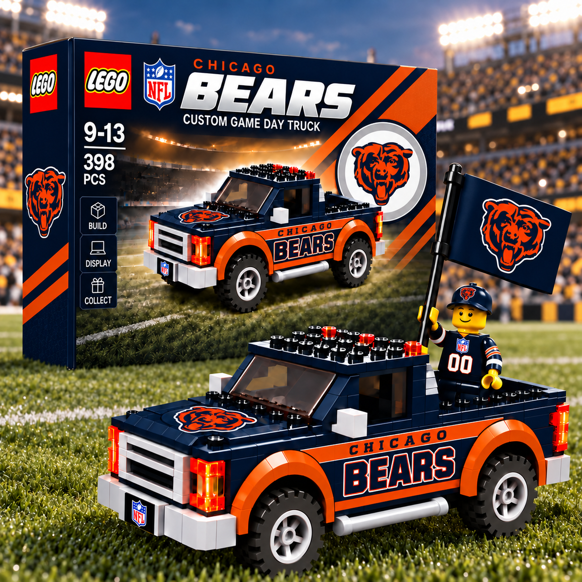Premium NFL x CHI Game Day Building Blocks Truck Toy Set