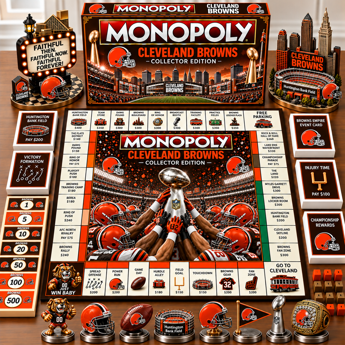 Premium NFL x CLE Champion Theme Monopoly Collector Edition Board Game