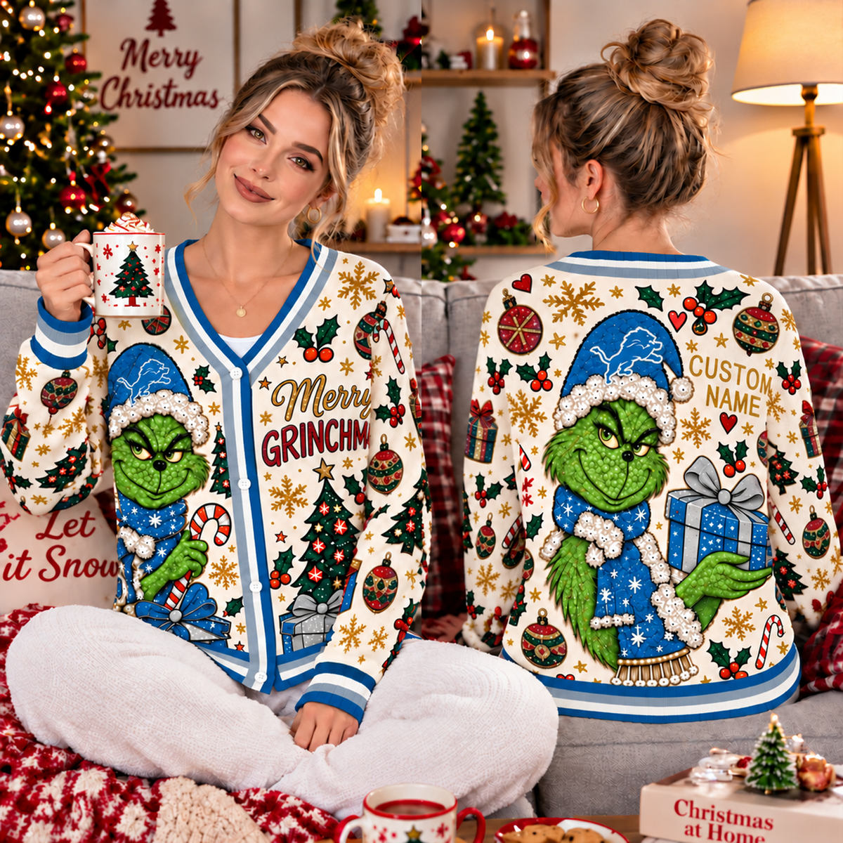 Premium NFL x DET Christmas Knitted Cardigan