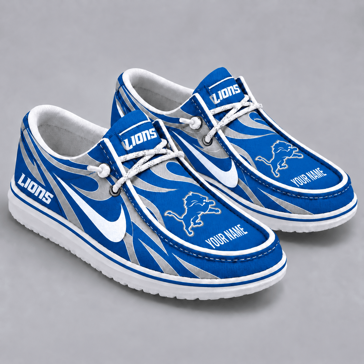Premium NFL x DET Flame Pattern Loafer Shoes