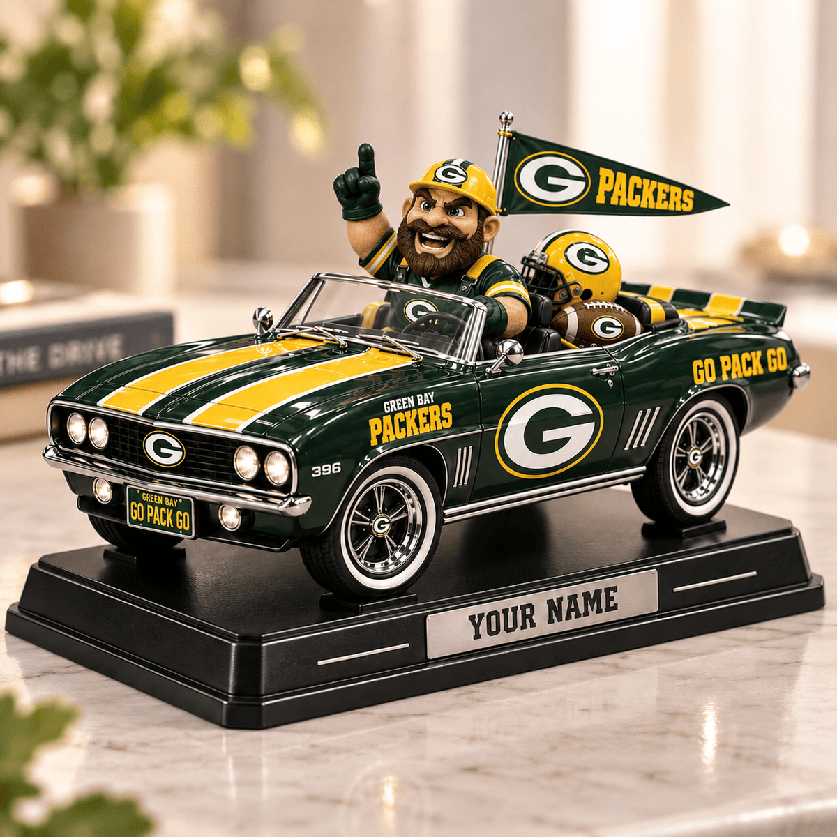Premium NFL x GB Car Personalized Name Acrylic Block Plaque