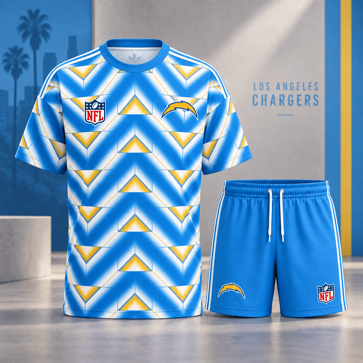 Premium NFL x LAC Geometric Performance Shirt & Shorts Set