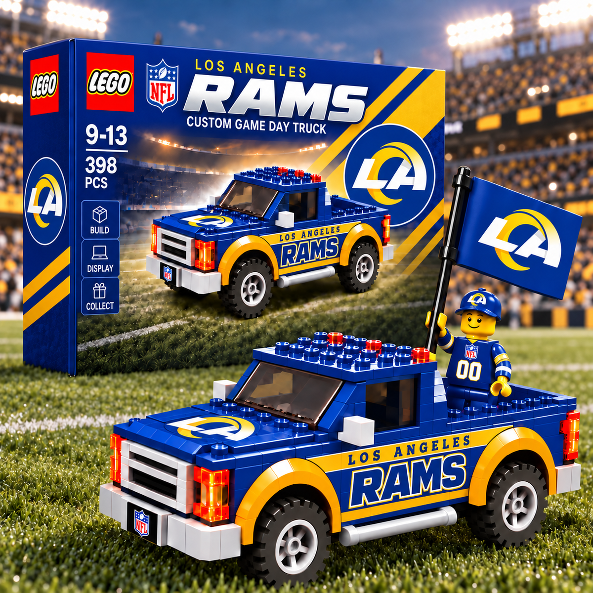 Premium NFL x LAR Game Day Building Blocks Truck Toy Set
