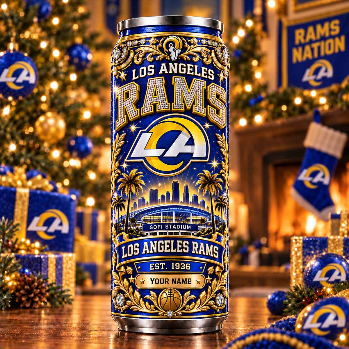 Premium NFL x LAR Personalized Name Can Tumbler