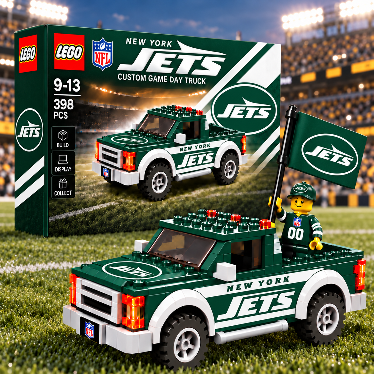 Premium NFL x NYJ Game Day Building Blocks Truck Toy Set