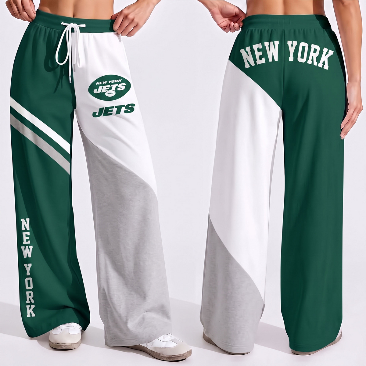Premium NFL x NYJ Game Day Color Block Wide Leg Pants