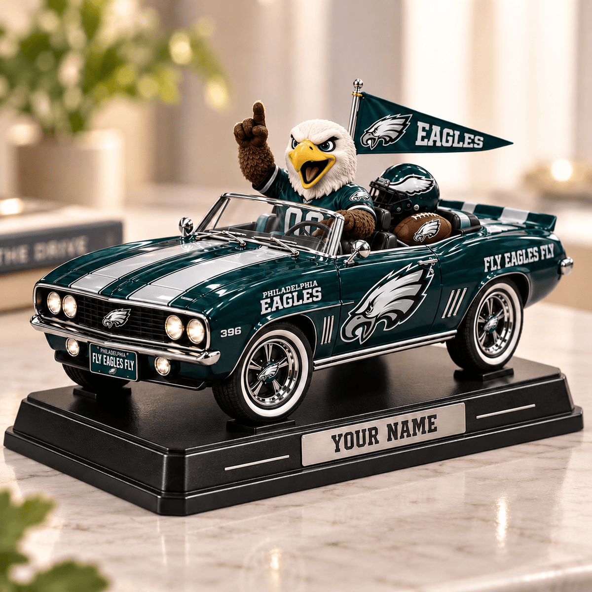 Premium NFL x PHI Car Personalized Name Acrylic Block Plaque