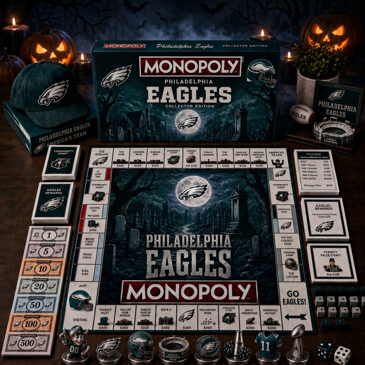 Premium NFL x PHI Halloween Theme Monopoly Collector Edition Board Game