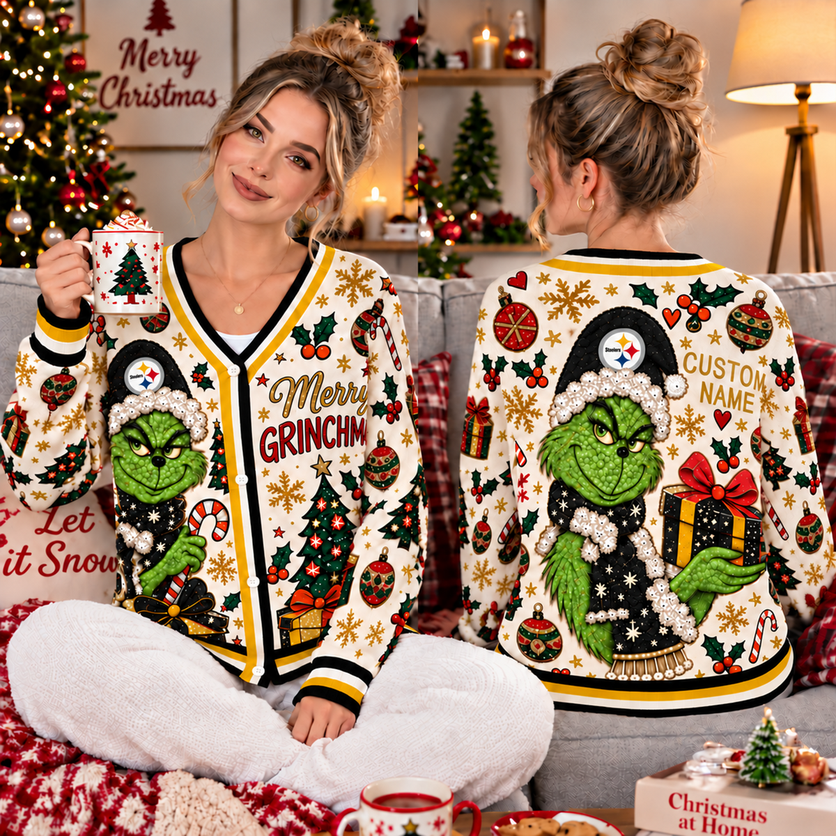 Premium NFL x PIT Christmas Knitted Cardigan