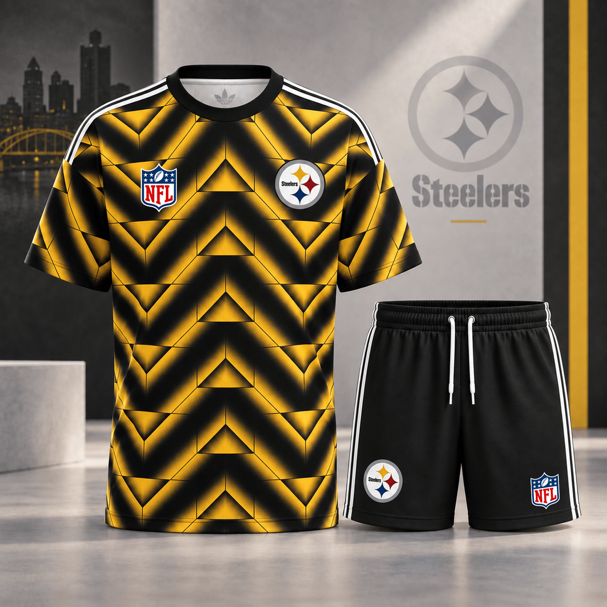Premium NFL x PIT Geometric Performance Shirt & Shorts Set