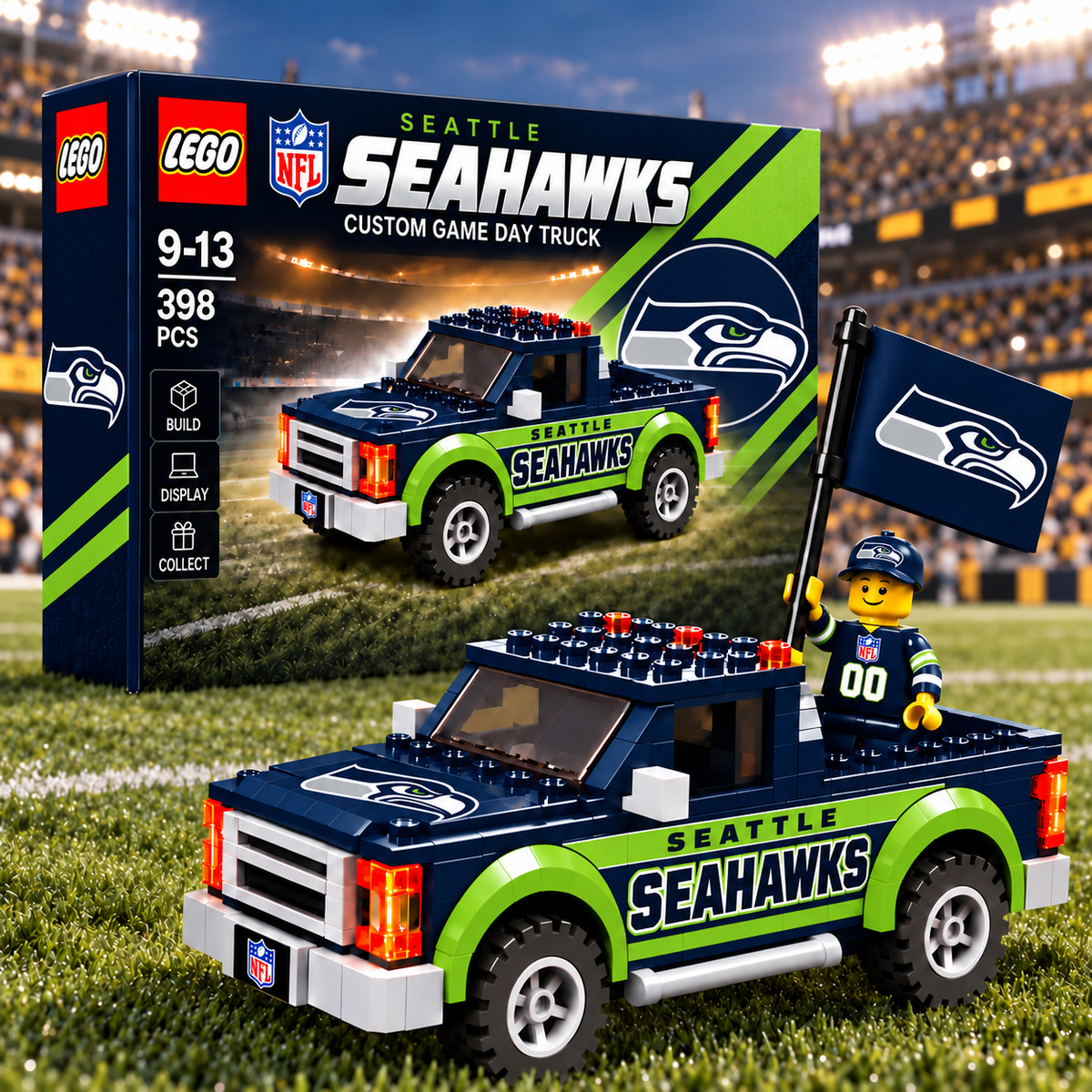 Premium NFL x SEA Game Day Building Blocks Truck Toy Set