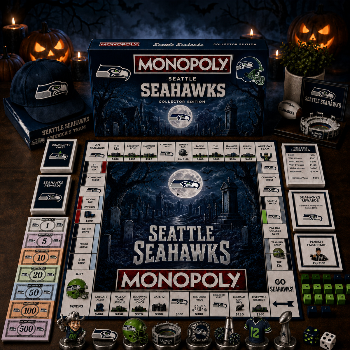 Premium NFL x SEA Halloween Theme Monopoly Collector Edition Board Game