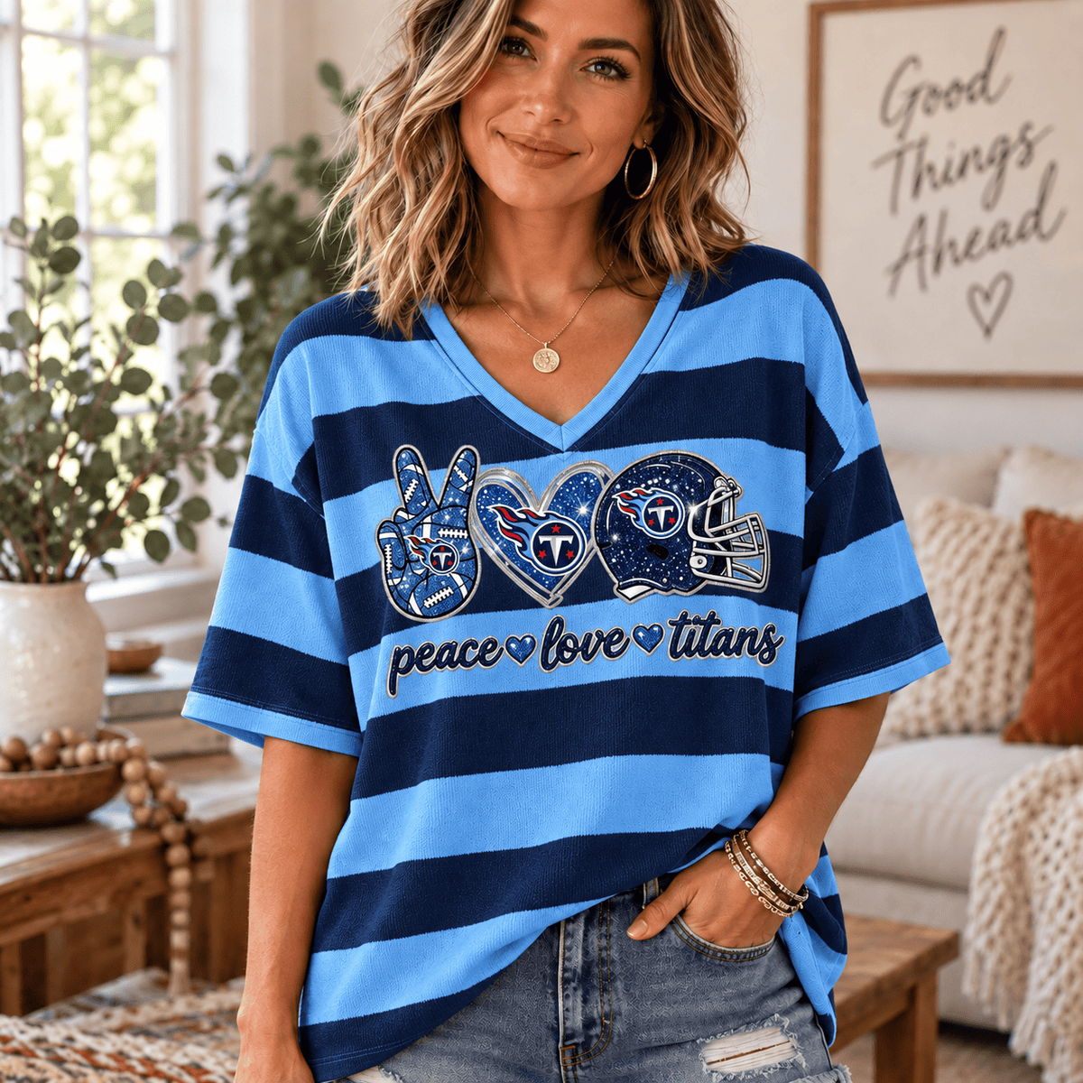 Premium NFL x TEN Women V-Neck Shirt For Fan
