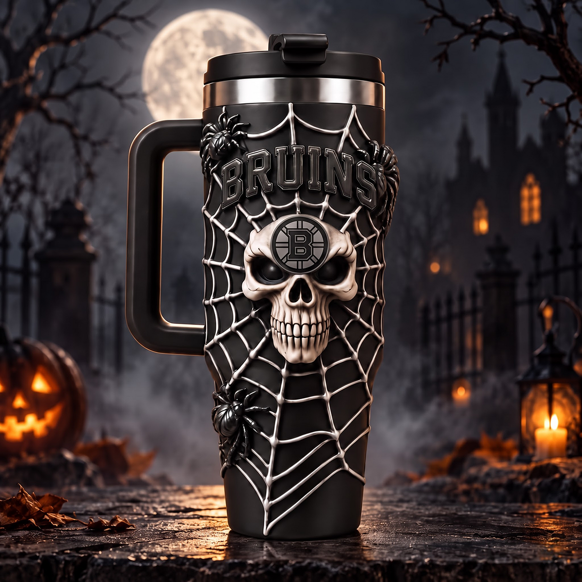Premium NHL x BOS Skull 40oz Tumbler With Straw