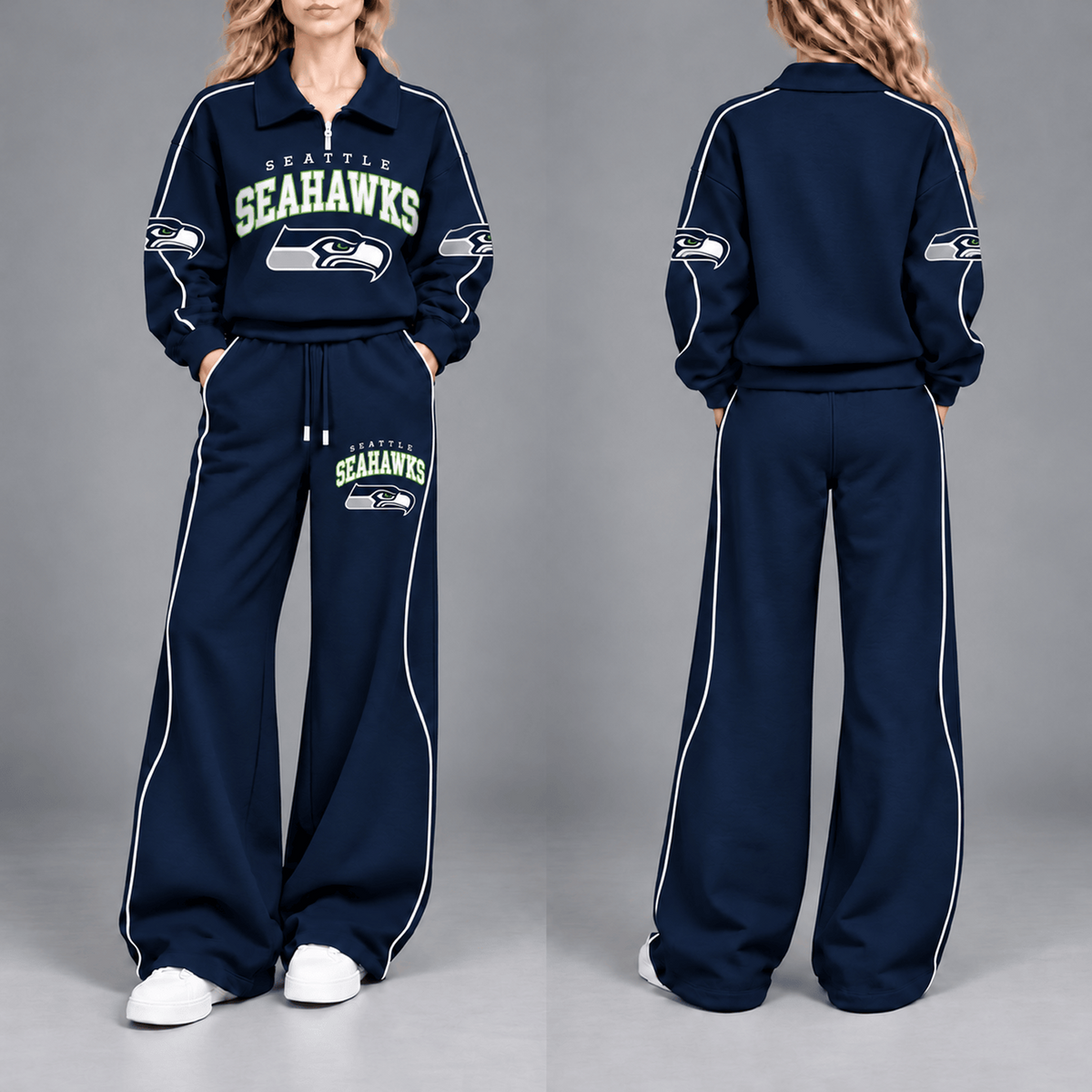 SEA Premium NFL Team Pride Contrast Piping Quarter-Zip + Pants