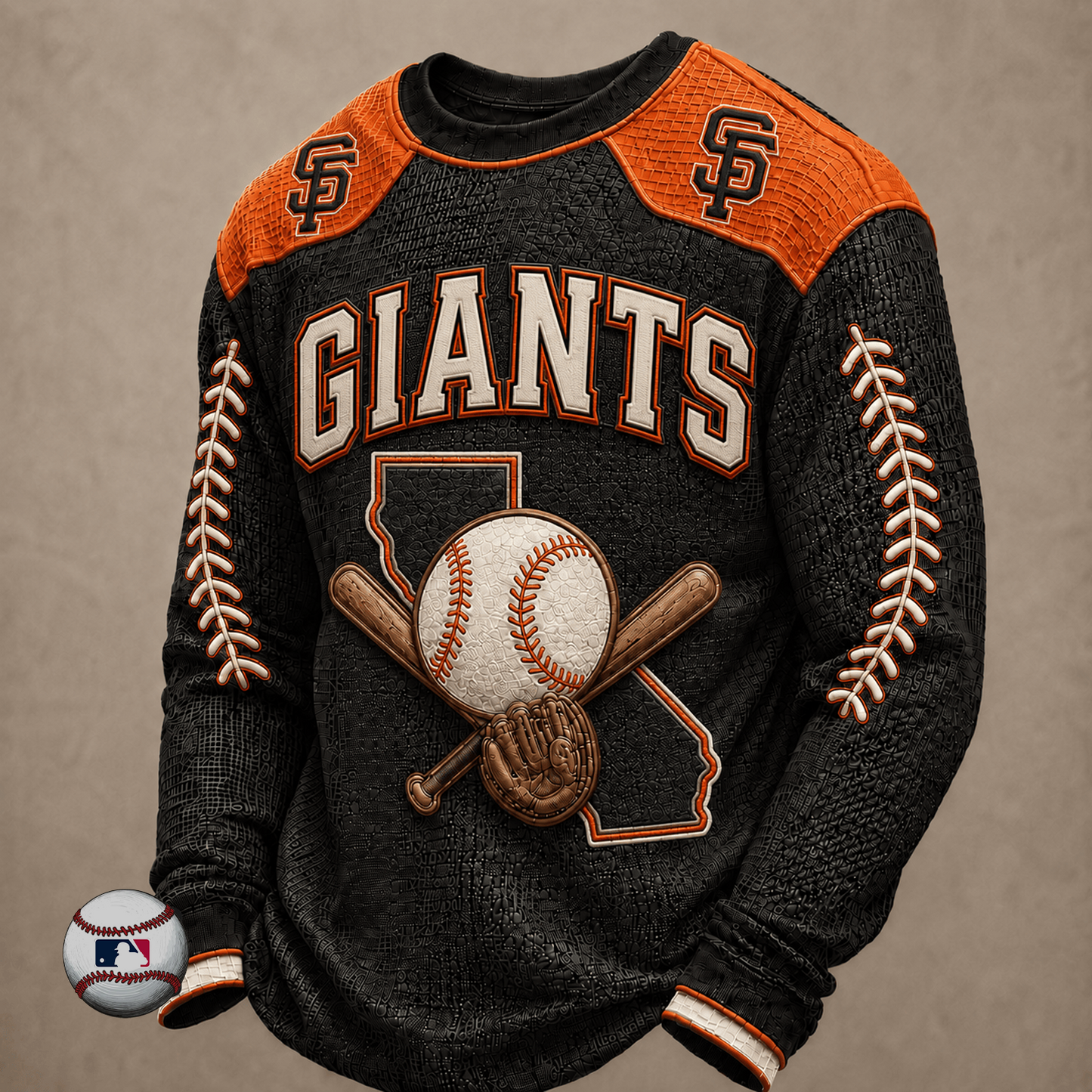 SF x MLB Baseball Team Embroidered Crewneck Sweatshirt