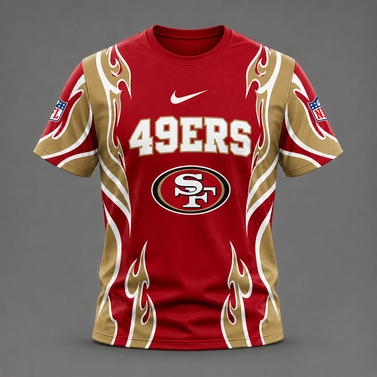 SF x NFL Premium Football Flame Tribal All Over Print T-Shirt 2208