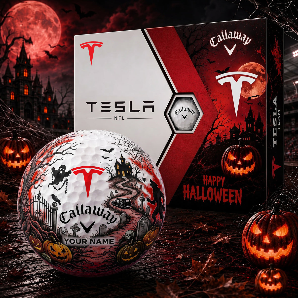 SIGANATURE TESLA X TL EXCLUSIVE SPOOKY NIGHT PERSONALIZED GOLF BALL V2 COLLECTION NDT NHM 110926