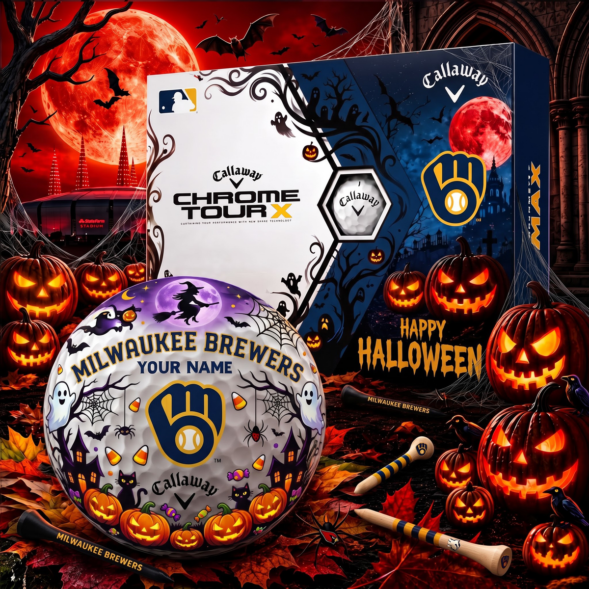 SIGNATURE MLB X MB EXCLUSIVE PERSONALIZED HALLOWEEN HORROR FAIRWAY V3 GOLF BALL COLLECTION