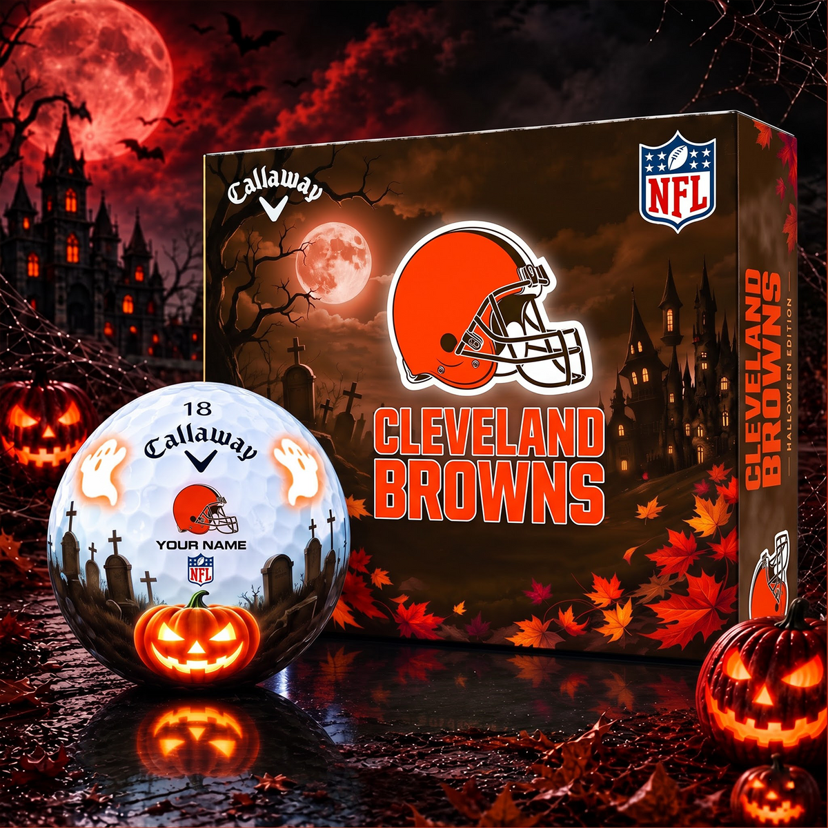 SIGNATURE NFL X CLE DELUXE PERSONALIZED HALLOWEEN HORROR FAIRWAY SERIES V3 GOLF BALL COLLECTION